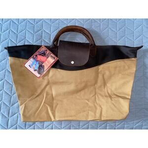 Canyon Outback Leather Goods Brown Canvas Duffel Tote Bag Overnight Foldable New